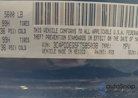 2015 Dodge Journey R/T from USA, damaged, VIN 3C4PDDEG5FT585038